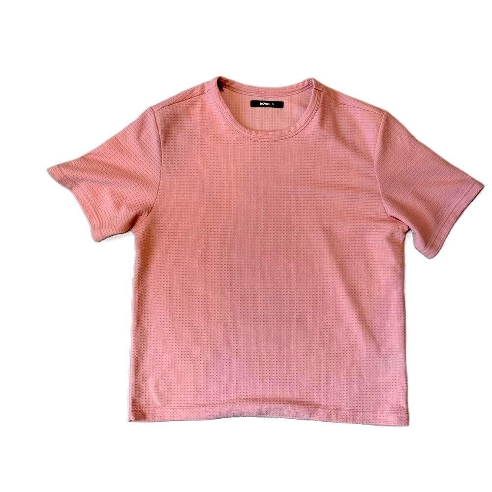 Nova Men Pink Textured Short Sleeve Round Neck T-Shirt Size Large‎